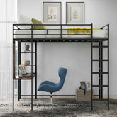 Bellemave® Full Size Metal Loft Bed with 2 Shelves and Desk - Bellemave